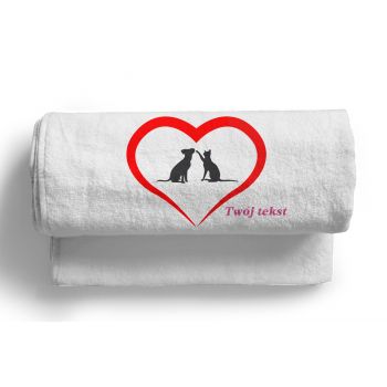 Psiocznik - ręcznik dla psiolubów z haftem dwa psy w sercu 100x50