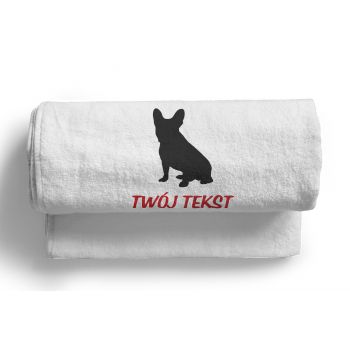 Psiocznik - ręcznik dla psiolubów z haftem Buldożek francuski 100x50