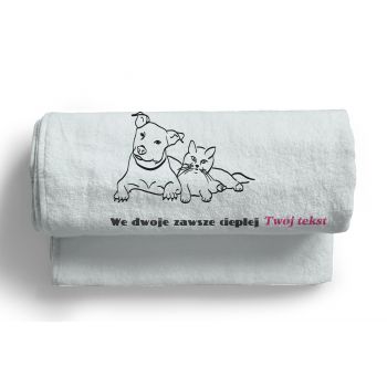 Psiocznik - ręcznik dla psiolubów z haftem piesek i kotek fajny tekst 100x50