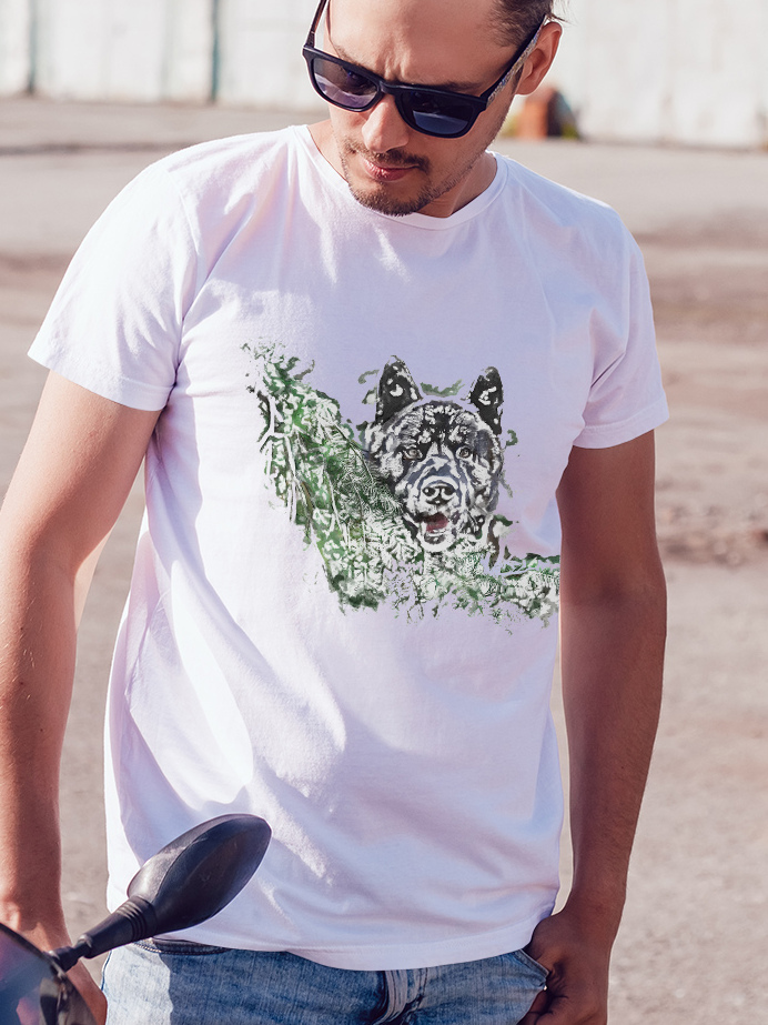 Męski t-shirt Psioszulka - Wilk - Piękna grafika