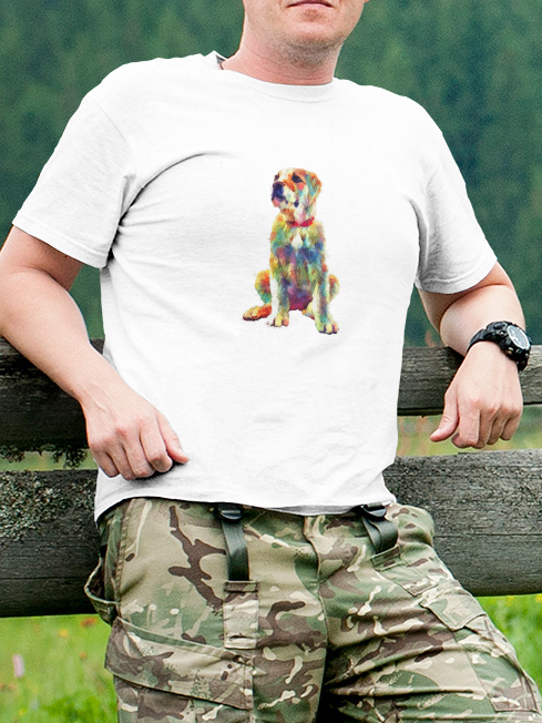 Męski t-shirt Psioszulka - bluzka z surrealistycznym psem - koszulka na prezent