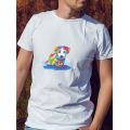 Męski t-shirt Psioszulka - koszulka z surrealistyczną kolorową grafiką szczeniaka