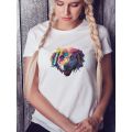 Damski t-shirt Psioszulka - koszulka z fajnym surrealistycznym wzorem psa
