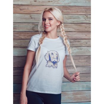 Damski t-shirt Psioszulka - grafika psa z klapniętymi uszami