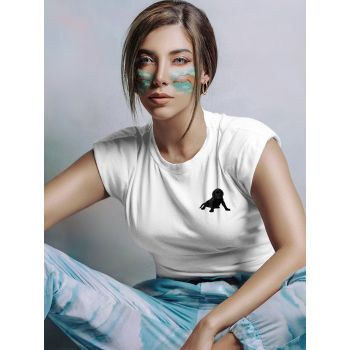 Damski t-shirt Psioszulka - mały czarny szczeniak