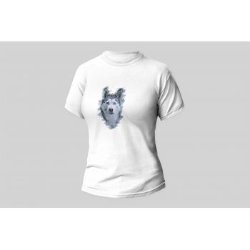 Damski t-shirt Psioszulka - Husky - Piękny wzór koszulki ze szkicem psa Haskiego