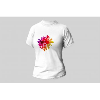 Damski t-shirt Psioszulka - koszulka z surrealistyczną kolorową grafiką pies w okularach