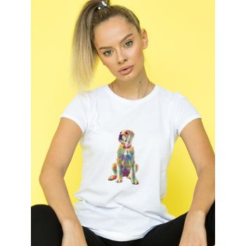 Damski t-shirt Psioszulka - bluzka z surrealistycznym psem - koszulka na prezent