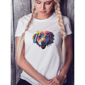 Damski t-shirt Psioszulka - koszulka z fajnym surrealistycznym wzorem psa