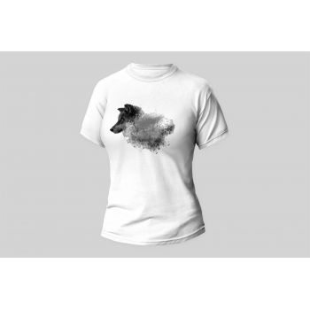 Damski t-shirt Psioszulka - koszulka z piekną szarą grafiką wilka