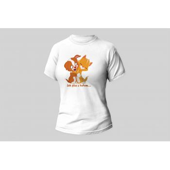 Damski t-shirt Psioszulka - Jak pies z kotem - komiksowa grafika