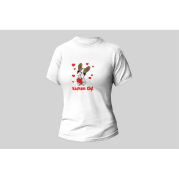 Damski t-shirt Psioszulka - Kocham Cie - prezent na walentynki z psem!