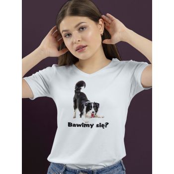 Damski t-shirt Psioszulka - owczarek collie - Bawimy sie?