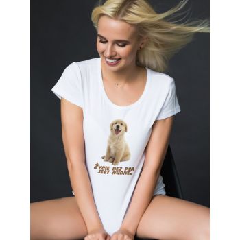 Damski t-shirt Psioszulka - golden retriever - Życie bez psa jest nudne