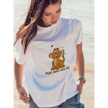 Damski t-shirt Psioszulka - Fajni ludzie lubią psy - grafika