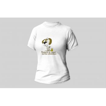 Damski t-shirt Psioszulka - Pies i kaczuszka - Przyjaciel nie zawsze musi być człowiekiem